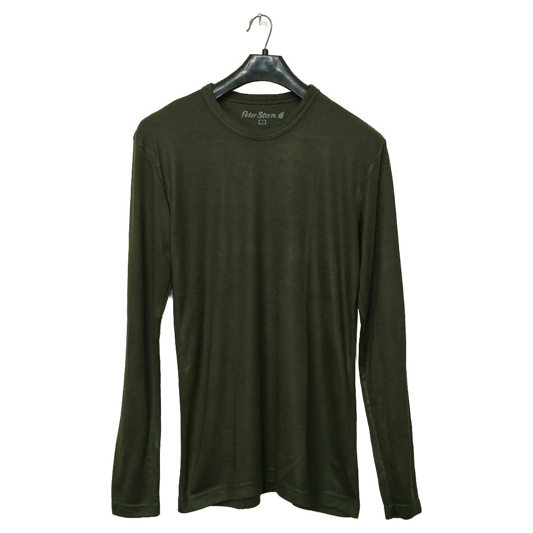 Peter Storm Army Green Full Sleeves T Shirt | Polyester Fabric