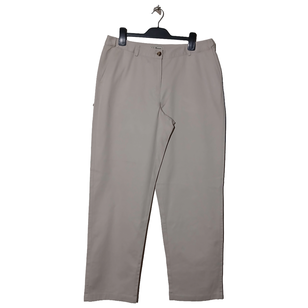 L.L Bean Beige Straight Fit Waistband Dress Pant | Pure Cotton